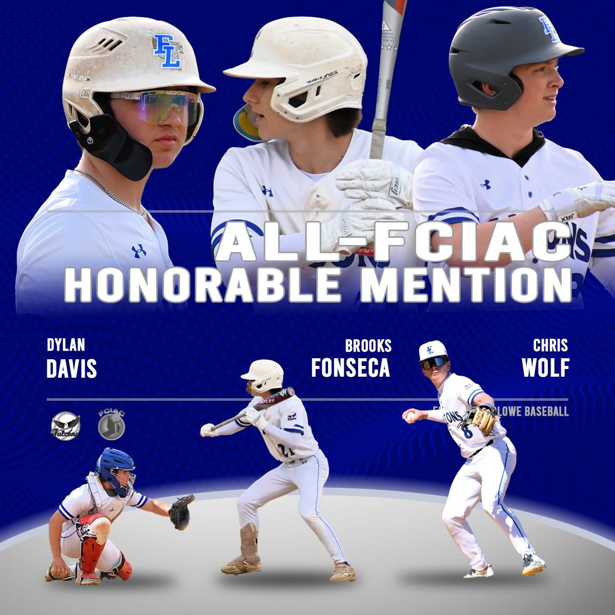 Congrats to Dylan Davis, Brooks Fonseca and Chris Wolf on earning All-FCIAC Honorable Mention!