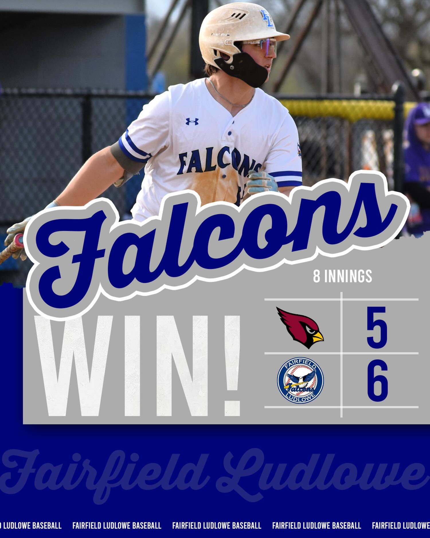 Dylan Davis’ walk-off single lifts us past Greenwich in the first round of the Class LL state tournament! Tyler Geriak game-tying single with two outs in the seventh. Geriak picks up the win with two innings of relief. Strong six innings from Eliot Kwan on the mound. We advance to the second round to face NFA on Tuesday! #LudloweBase #FalconPride