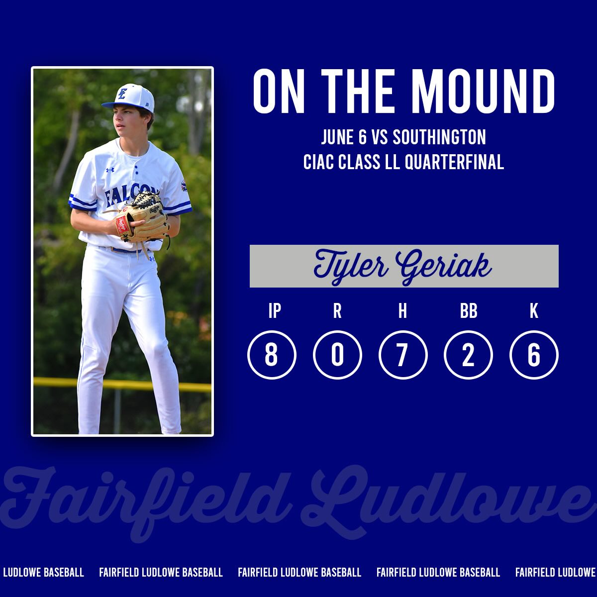 Tyler Geriak was superb on the mound in this afternoon’s quarterfinal win over Southington!