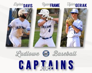 Congrats to Dylan Davis, Ryan Frame and Tyler Geriak on being named captains for 2027 season! We are excited for you to be leaders for us on and off the field. #LudloweBase #FalconPride